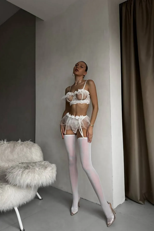 Jartiyer Set Velvet Kiss Beyaz