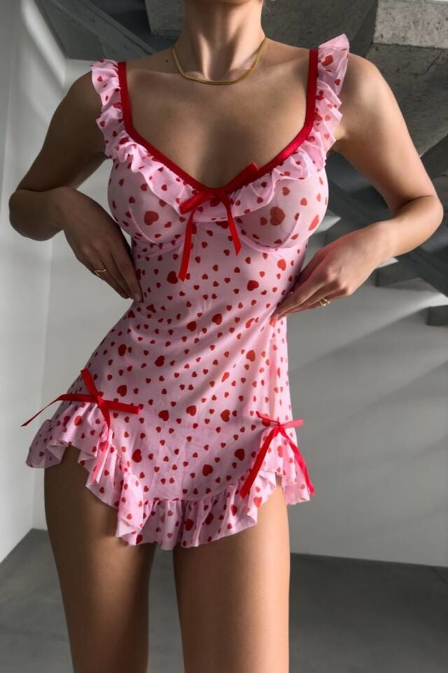 Velvet Nightdress Pembe